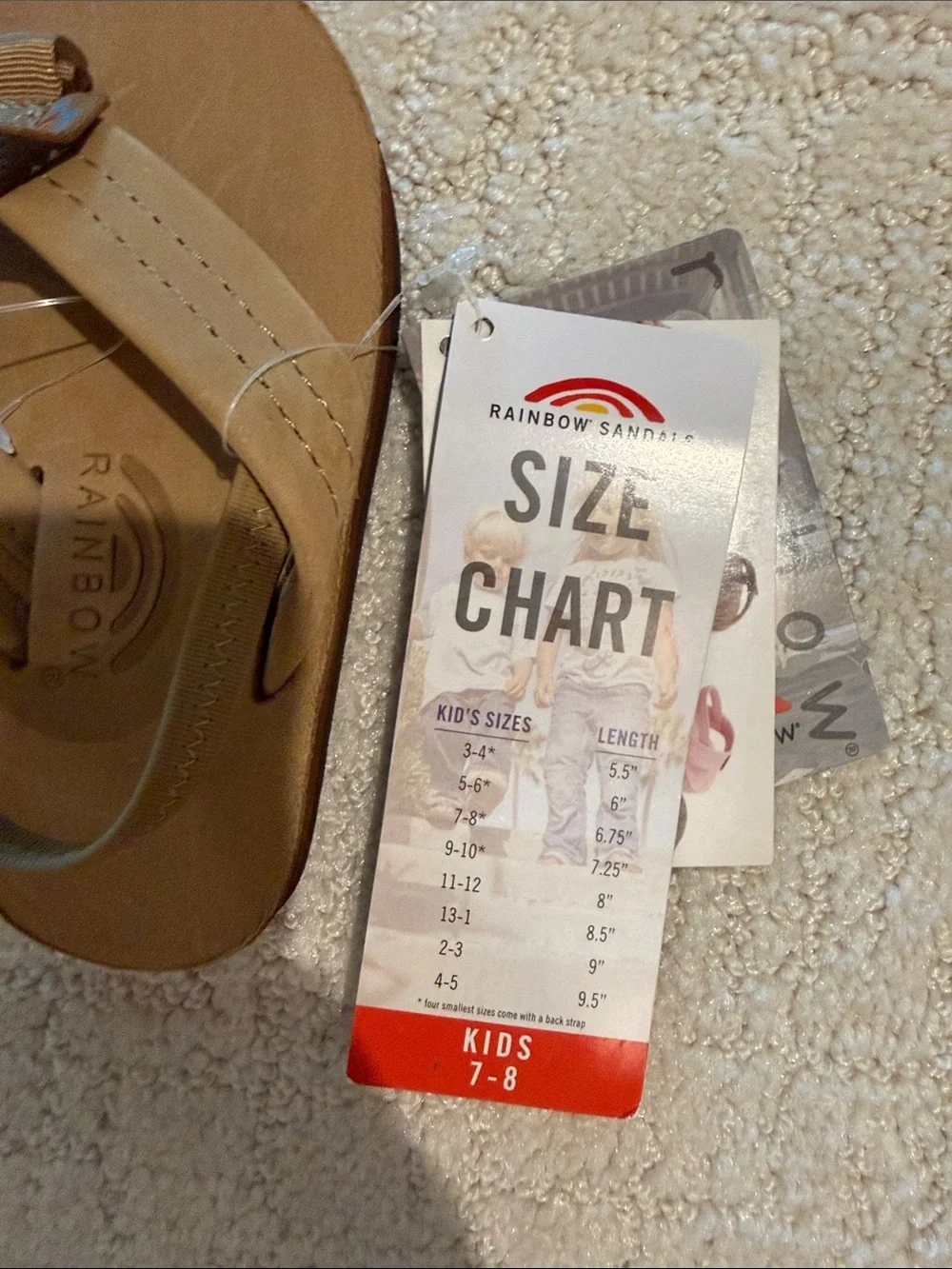 NWT Toddler Rainbow Brown/Tan Leather Flip Flop Sandals